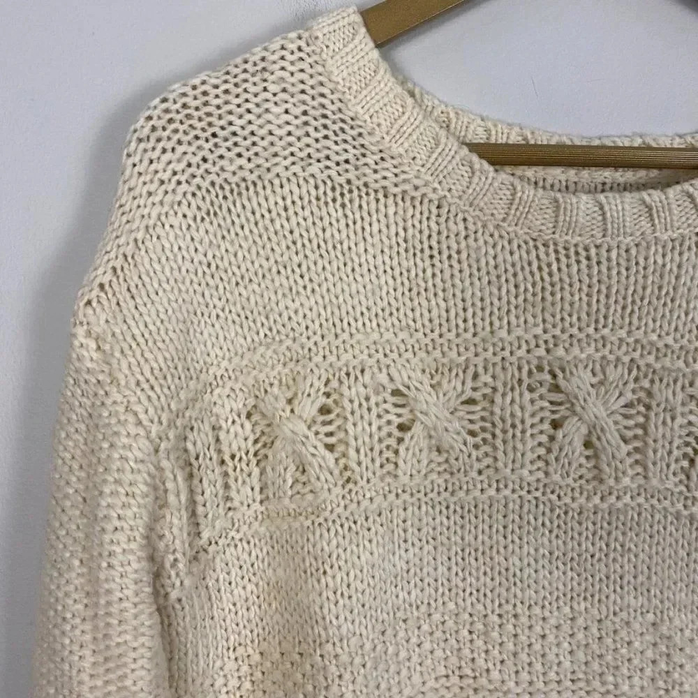 American Eagle Chunky Knit Wool Blend Fisherman Sweater - Picture 5 of 16